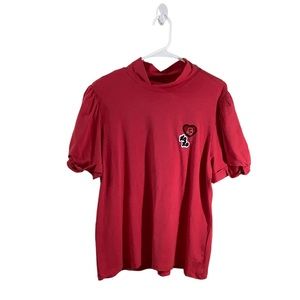 Karl Lagerfeld High Neck Puff Shirt Sleeve Blouse